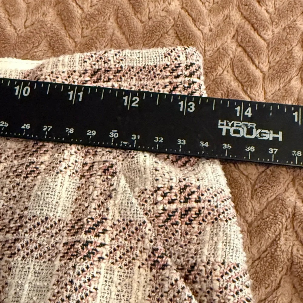 Kate Kasin Pink Plaid Tweed Pencil Skirt Pockets Medium High Waist Business Wear